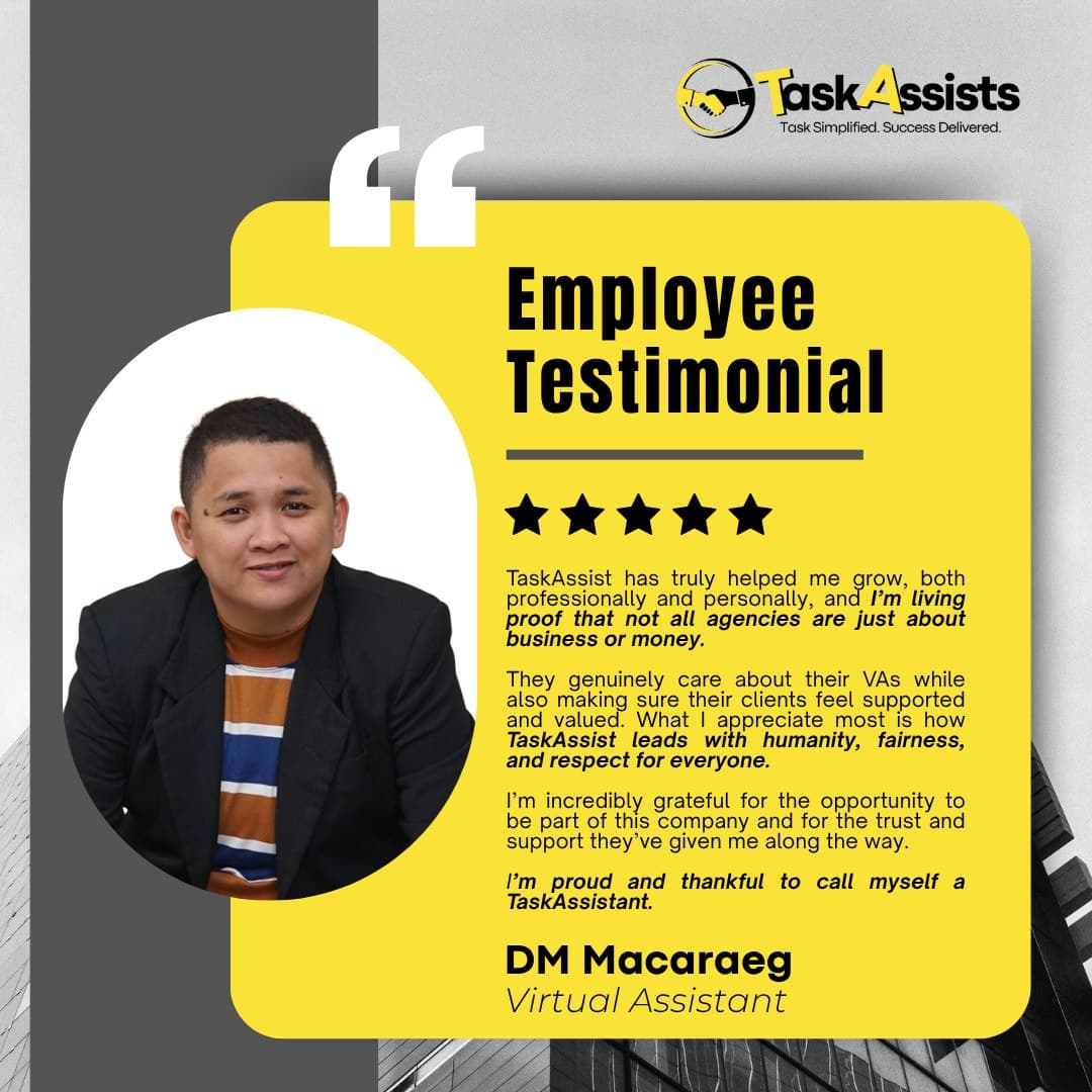Employee Testimonial - DM Macaraeg (Virtual Assistant)
