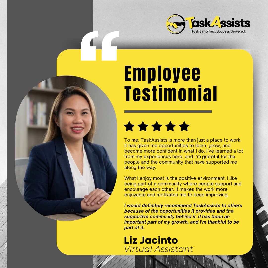 Employee Testimonial - Liz Jacinto (Virtual Assistant)